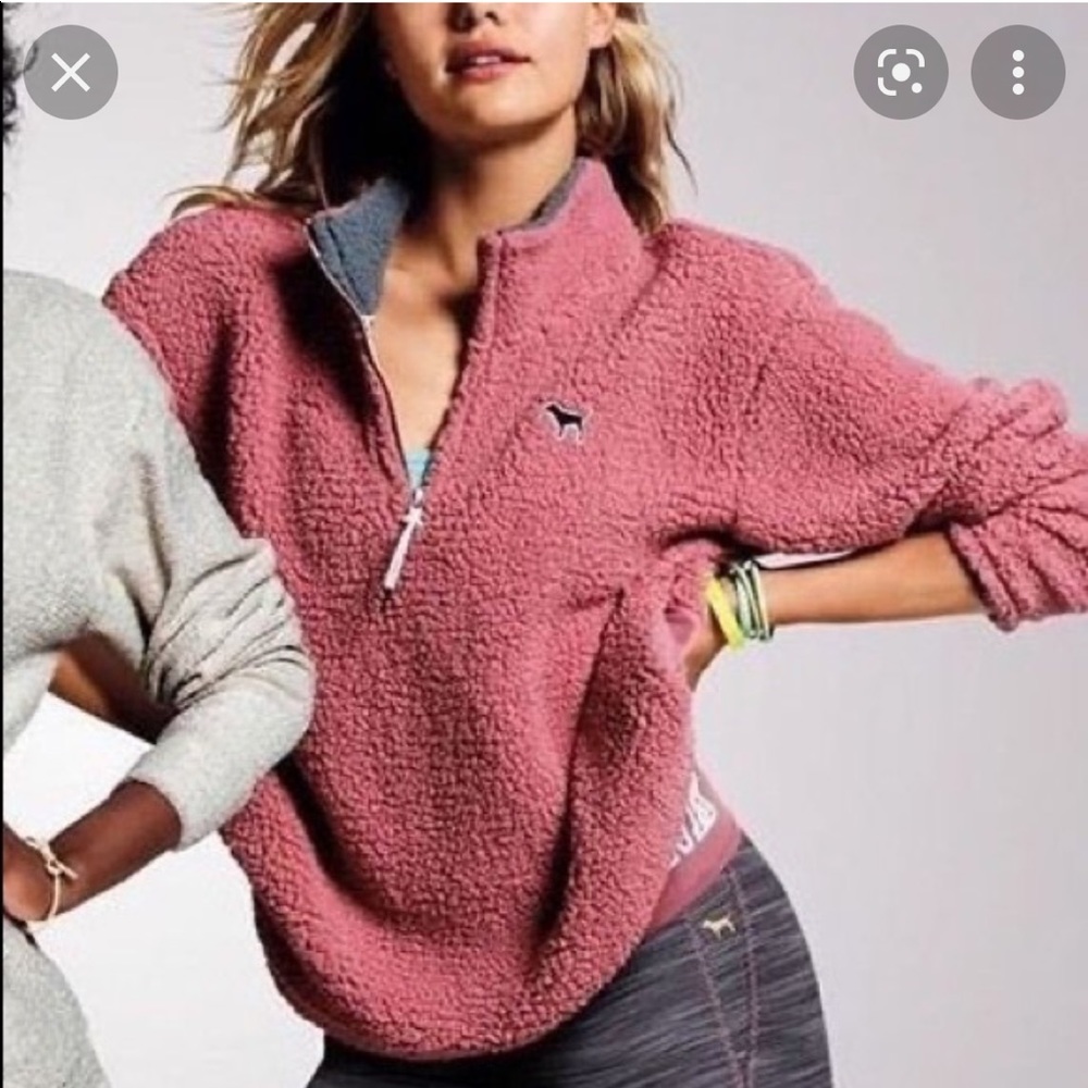 VS PINK Sherpa quarter zip pullover - Picture 2 of 5